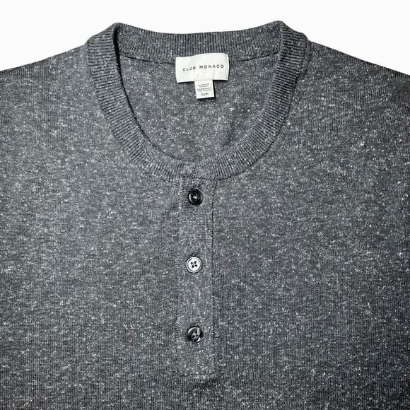 Club Monaco Wool/Silk Blend Henley Sweater in Grey Heather Women’s S - Picture 2 of 7